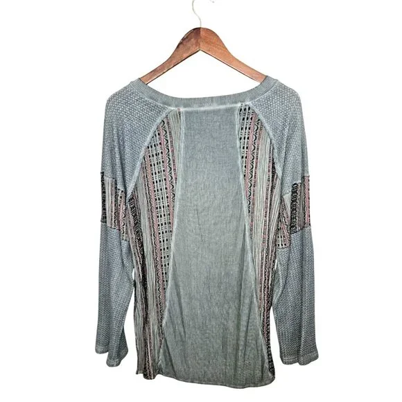 POL Oversized Patchwork Knit Tunic Top S Boho Festival - Picture 4 of 8